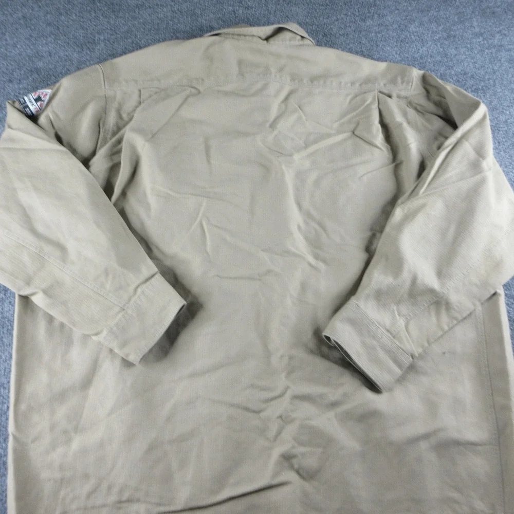 Bulwark FR Shirt Mens 2XL Beige‎ Flame Resistant Long Sleeve Button Up Workwear